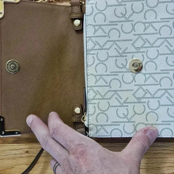 Calvin Klein Monogram Logo Convertible Clutch Crossbody Purse - Picture 10 of 11